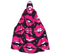 JEJEA Lips print Halloween Hooded Cloak Cape Unisex for Cosplay, Christmas Party Favors Witchy Outfits