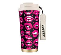 JEJEA Lips Print Stainless Steel Insulated Mugs, Double Wall Coffee Cups, Coffee Travel Mug for Home Office