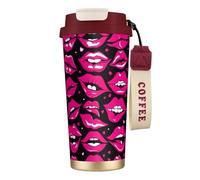 JEJEA Lips Print Stainless Steel Insulated Mugs, Double Wall Coffee Cups, Coffee Travel Mug for Home Office
