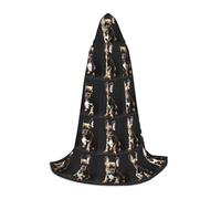 JEJEA Long Ears French Bulldog Print Halloween Cosplay Christmas Party Outfits Hooded Wizard Robe Halloween Cloak Medieval Renaissance