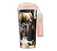JEJEA Long Ears French Bulldog Print Stainless Steel Insulated Mugs, Double Wall Coffee Cups, Coffee Travel Mug for Home Office