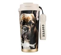 JEJEA Long Ears French Bulldog Print Stainless Steel Insulated Mugs, Double Wall Coffee Cups, Coffee Travel Mug for Home Office
