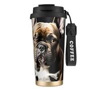 JEJEA Long Ears French Bulldog Print Stainless Steel Insulated Mugs, Double Wall Coffee Cups, Coffee Travel Mug for Home Office