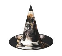 JEJEA Long Ears French Bulldog Print Women'S Large Witch Hat Witch Hat Witches Hats Halloween Cosplay Party Accessory