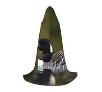 JEJEA Loon Nature Bird Print Halloween Cosplay Christmas Party Outfits Hooded Wizard Robe Halloween Cloak Medieval Renaissance