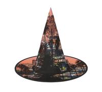 JEJEA Los Angeles Palm Trees Print Women'S Large Witch Hat Witch Hat Witches Hats Halloween Cosplay Party Accessory