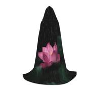 JEJEA Lotus Flower Print Halloween Cosplay Christmas Party Outfits Hooded Wizard Robe Halloween Cloak Medieval Renaissance