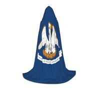 JEJEA Louisiana State Flag Print Halloween Cosplay Christmas Party Outfits Hooded Wizard Robe Halloween Cloak Medieval Renaissance
