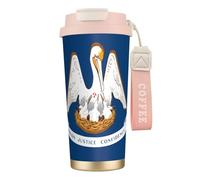 JEJEA Louisiana State Flag Print Stainless Steel Insulated Mugs, Double Wall Coffee Cups, Coffee Travel Mug for Home Office