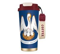 JEJEA Louisiana State Flag Print Stainless Steel Insulated Mugs, Double Wall Coffee Cups, Coffee Travel Mug for Home Office