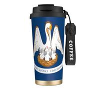 JEJEA Louisiana State Flag Print Stainless Steel Insulated Mugs, Double Wall Coffee Cups, Coffee Travel Mug for Home Office