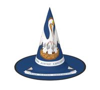 JEJEA Louisiana State Flag Print Women'S Large Witch Hat Witch Hat Witches Hats Halloween Cosplay Party Accessory
