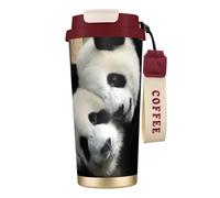 JEJEA Lovely Pandas Print Stainless Steel Insulated Mugs, Double Wall Coffee Cups, Coffee Travel Mug for Home Office