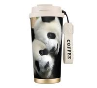 JEJEA Lovely Pandas Print Stainless Steel Insulated Mugs, Double Wall Coffee Cups, Coffee Travel Mug for Home Office