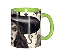 JEJEA Magic Witch Witchcraft Bohemian Print 11 Oz Pottery Mug, Ceramic Coffee Cups Elegant Tea Mugs with Gift Box for Women with 6 Colors