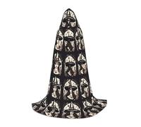 JEJEA Magic Witch Witchcraft Bohemian Print Halloween Cosplay Christmas Party Outfits Hooded Wizard Robe Halloween Cloak Medieval Renaissance