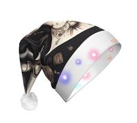 JEJEA Magic Witch Witchcraft Bohemian Print Santa Hat Adult Led, Christmas Hat With Lights For Women And Men New Year Party Supplies