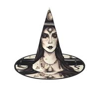 JEJEA Magic Witch Witchcraft Bohemian Print Women'S Large Witch Hat Witch Hat Witches Hats Halloween Cosplay Party Accessory