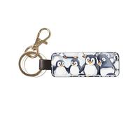JEJEA Many Cute Baby Penguins Sketch Print Leather Car Keychain Cute Key Chain, Key Chains Accessories For Car Keys For Women Men