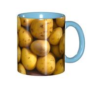 JEJEA Many Potatoes Print 11 Oz Pottery Mug, Ceramic Coffee Cups Elegant Tea Mugs with Gift Box for Women with 6 Colors
