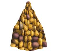JEJEA Many Potatoes Print Witch Wizard Hooded Cloak, Adult Halloween Party Cape, For Witch Vampire Cosplay Costume
