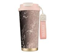 JEJEA Marble Color Rose Gold Print Stainless Steel Insulated Mugs, Double Wall Coffee Cups, Coffee Travel Mug for Home Office