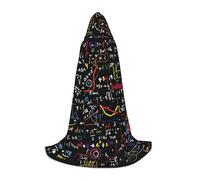 JEJEA Math Formula Print Halloween Cosplay Christmas Party Outfits Hooded Wizard Robe Halloween Cloak Medieval Renaissance