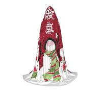JEJEA Merry Christmas Cute Snowman Print Halloween Cosplay Christmas Party Outfits Hooded Wizard Robe Halloween Cloak Medieval Renaissance