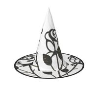 JEJEA Metal Rose Print Women'S Large Witch Hat Witch Hat Witches Hats Halloween Cosplay Party Accessory