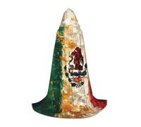 JEJEA Mexican American Flag Print Halloween Cosplay Christmas Party Outfits Hooded Wizard Robe Halloween Cloak Medieval Renaissance