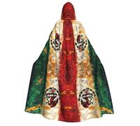 JEJEA Mexican American Flag print Halloween Hooded Cloak Cape Unisex for Cosplay, Christmas Party Favors Witchy Outfits