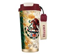 JEJEA Mexican American Flag Print Stainless Steel Insulated Mugs, Double Wall Coffee Cups, Coffee Travel Mug for Home Office