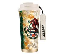 JEJEA Mexican American Flag Print Stainless Steel Insulated Mugs, Double Wall Coffee Cups, Coffee Travel Mug for Home Office