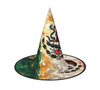 JEJEA Mexican American Flag Print Women'S Large Witch Hat Witch Hat Witches Hats Halloween Cosplay Party Accessory