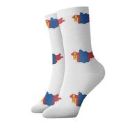 JEJEA Mongolian Flag Map Print Soff Crew Socks For Womens Men Cozy Elastic Breathable Comfortable Long Casual Socks