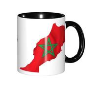 JEJEA Morocco Flag Map Print 11 Oz Pottery Mug, Ceramic Coffee Cups Elegant Tea Mugs with Gift Box for Women with 6 Colors