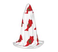 JEJEA Morocco Flag Map Print Halloween Cosplay Christmas Party Outfits Hooded Wizard Robe Halloween Cloak Medieval Renaissance