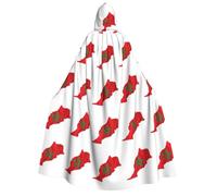 JEJEA Morocco Flag Map print Halloween Hooded Cloak Cape Unisex for Cosplay, Christmas Party Favors Witchy Outfits