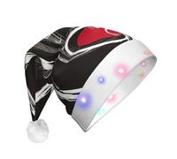 JEJEA Music Symbols Love Print Santa Hat Adult Led, Christmas Hat With Lights For Women And Men New Year Party Supplies