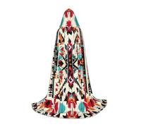 JEJEA Native American Pattern Print Halloween Cosplay Christmas Party Outfits Hooded Wizard Robe Halloween Cloak Medieval Renaissance