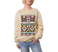 JEJEA Native American Pattern Print Winter Fleece Lined Warm Casual Tops, Women'S Oversized Long Sleeve Pullover Fashion Sweatshirt Apricot
