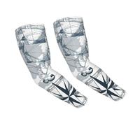 JEJEA Nautical Sailboat Map Print Cooling Uv Sun Protection Arm Sleeves For Men Women, Sports Compression Sleeve For Outdoor