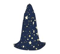 JEJEA Navy Blue Sky And Star Print Halloween Cosplay Christmas Party Outfits Hooded Wizard Robe Halloween Cloak Medieval Renaissance