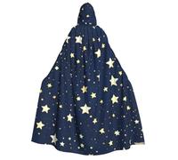 JEJEA Navy Blue Sky and Star print Halloween Hooded Cloak Cape Unisex for Cosplay, Christmas Party Favors Witchy Outfits