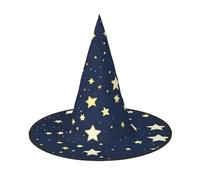 JEJEA Navy Blue Sky And Star Print Women'S Large Witch Hat Witch Hat Witches Hats Halloween Cosplay Party Accessory