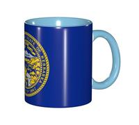JEJEA Nebraska Flag Print 11 Oz Pottery Mug, Ceramic Coffee Cups Elegant Tea Mugs with Gift Box for Women with 6 Colors