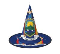 JEJEA New York State Flag Print Women'S Large Witch Hat Witch Hat Witches Hats Halloween Cosplay Party Accessory