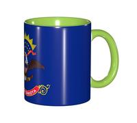 JEJEA North Dakota State Flag Print 11 Oz Pottery Mug, Ceramic Coffee Cups Elegant Tea Mugs with Gift Box for Women with 6 Colors