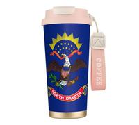 JEJEA North Dakota State Flag Print Stainless Steel Insulated Mugs, Double Wall Coffee Cups, Coffee Travel Mug for Home Office