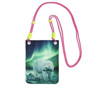 JEJEA Northern Lights Polar Bear Print Crossbody Phone Bag For Women Men, Adjustable Strap Phone Purse, For Travel Shopping